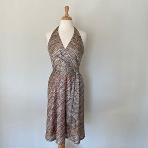 Newport News Multi Color Knit Halter Dress L